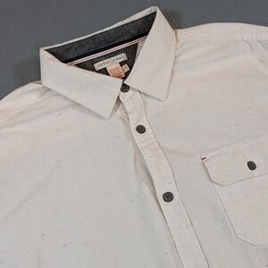 Carbon2Cobalt Button Up Shirt Mens LT White Speckled Cotton Short Sleeve